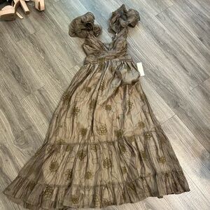 Lizard Thicket Olive Floral Dress NWT